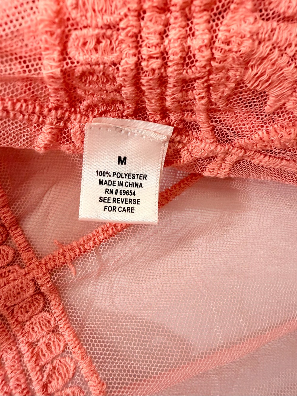 Dizzy Gal Coral Pink Floral Lace Sheer Mesh Long Kimono Duster Cardigan Medium - Picture 6 of 14